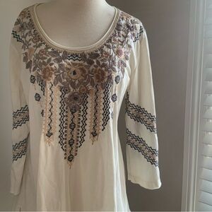 Johnny Was Cream Embroidered Tunic